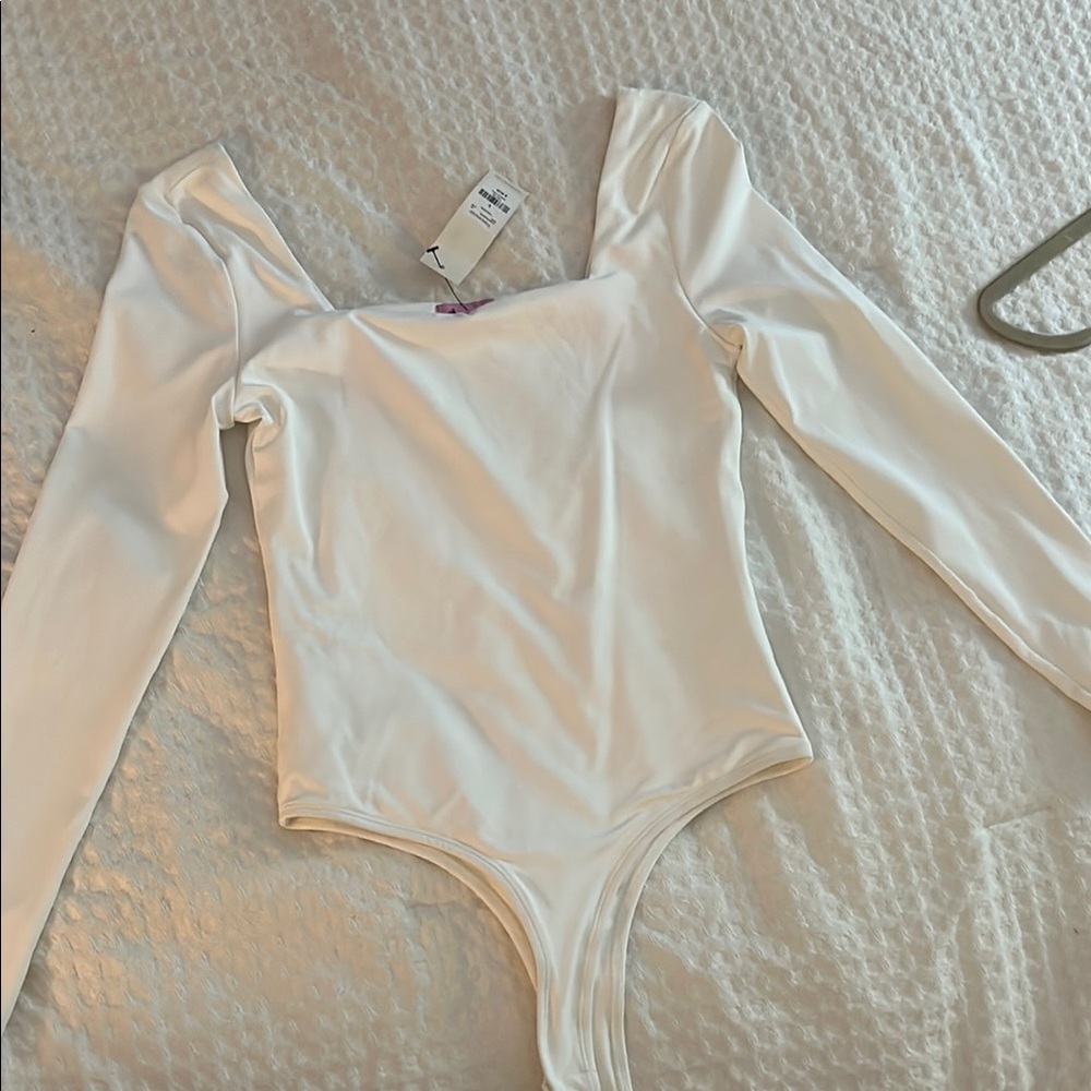 White Long Sleeve Body Suite - NEW W/ tags
